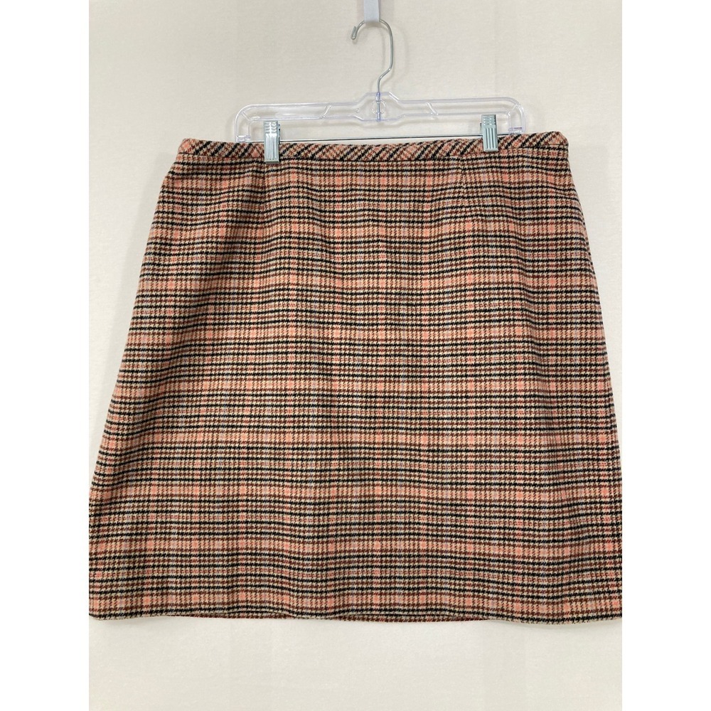 Talbots Wool Blend Skirt size 16W Career Pencil Multi Plaid Academia Preppy